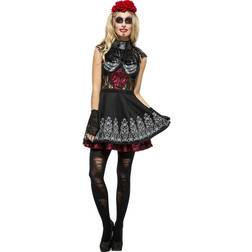 Smiffys Fever Day of the Dead Kjole Kostume