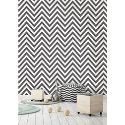 Intrade Carta da parati Chevron a zig zag nero, 53 cm x 10.05 m