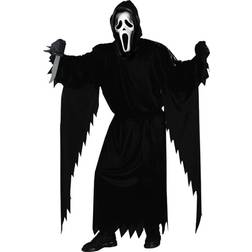 Fun World Déguisement Fantôme Noir Scream Ghostface pour Adulte Robe, Masque et Ceinture Inclus