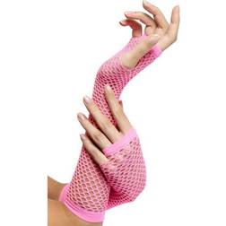 Smiffys Fingerless Pink Fishnet Gloves