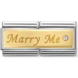 Nomination Composable Classic Marry Me Double Link Stainless Steel/Gold Charm w. Swarovski (030730 01)