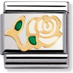 Nomination Composable Classic Link Rose Charm - Silver/Rose Gold/White/Green