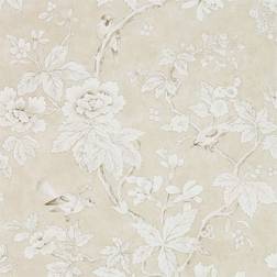 Sanderson Vogeltapete Chiswick Grove von Linen beige