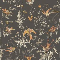 Cole & Son Tapete Hummingbirds Charcoal/ Ginger grau/orange