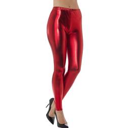 Smiffys 80's Metallic Disco Leggings Red