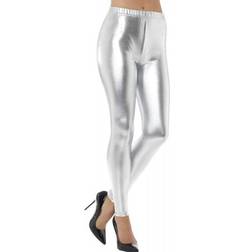 Smiffys 80's Metallic Disco Leggings Silver