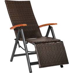 tectake Aluminium rattan garden chair with footrest Reclining Chair