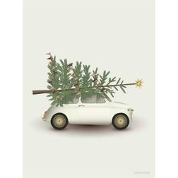 Vissevasse Christmas Tree & Little Car Plakat 15x21cm