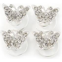 Avalaya Crystal Butterfly Spiral Twist Hair Pins 4-pack