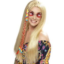 Smiffys Lange blonde hippie pruik voor dames