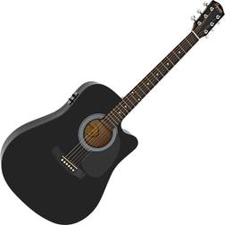 Squier By Fender SA-105CE Black Guitare Dreadnought acoustique-électrique