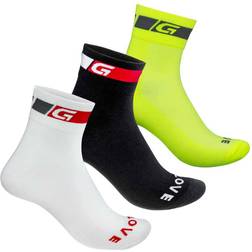 GripGrab Tricolore Regular Cut 3-Pack Sock Unisex - White/Black/Fluo Yellow