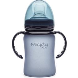 Everyday Baby Glas-Trinkbecher mit Silikon-Splitterschutz, 150ml, QUIET-GREY (A)