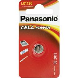 Panasonic Blister da 1 pila a bottone alcalina 1,5V LR1130, SR1130W, SR54, 389