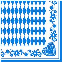 Papstar Napkins 3-PLY 1/4 Fold Bavarian Blue/White 50-pack