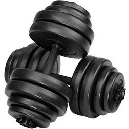 tectake 2 Haltères Courts et Poids, Haltère de Musculation 2 x 15 kg de