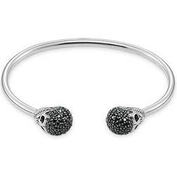 Thomas Sabo Bracelet jonc tête de mort avec pavé noir AR083-643-11-XL noir/argenté