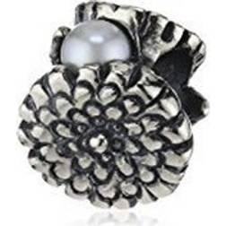 Trollbeads Calendula of October Bead Charm - Silver/Pearl