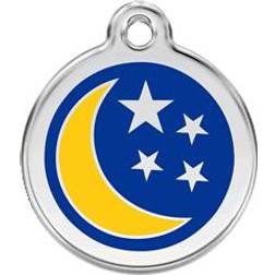 Red Dingo Placa Identificativa Acero Inoxidable Esmalte Luna y Estrellas Azul Para Perros