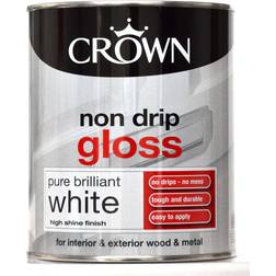 Crown Non Drip Gloss Metallfarbe, Holzfarbe Brilliant White 0.75L
