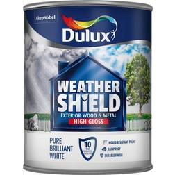 Dulux Weathershield Quick Dry Exterior Metal Paint, Wood Paint Brilliant White 0.75L