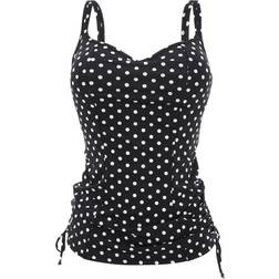 Panache Anya Spot Tankini Top - Black/White