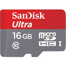 SanDisk 16GB Ultra microSDHC UHS-I/Class 10 Memory Card with Adapter, Speed Up to 80MB/s (SDSQUNC-016G-GN6MA)