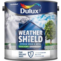 Dulux Weathershield Quick Dry Undercoat Exterior Metal Paint, Wood Paint Brilliant White 2.5L