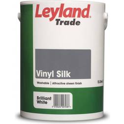 Leyland Trade Vinyl Silk Wall Paint, Ceiling Paint Brilliant White 5L