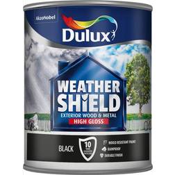 Dulux Weathershield Exterior Metal Paint, Wood Paint Black 0.75L