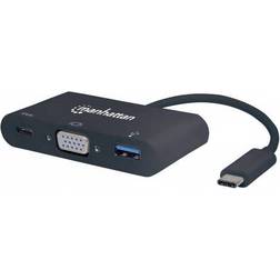 Manhattan SuperSpeed USB C-VGA/USB C/USB A M-F 0.1m