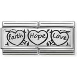 Nomination Composable Classic Faith Hope Love Double Link Charm - Silver/Black