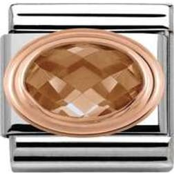 Nomination Composable Classic Link Stone Rose Gold/Stainless Steel Charm w. Cubic Zirconia (430601 024)