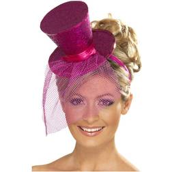 Smiffys Fever Mini Top Hat on Headband Hot Pink