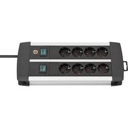 Brennenstuhl 1391000908 Base múltiple Premium-Alu-Line Technics con 2 y 3 interruptores (8 tomas)