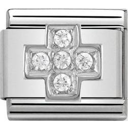 Nomination Composable Classic Link Cross Charm - Silver/Transparent