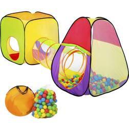 tectake Tenda Gioco Per Bambini A Piramide Con Tunnel, 200 Sfere E Borsa Colorato - 200 Palline