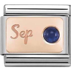Nomination Composable Classic September Link Charm - Silver/Rose Gold/Sapphire