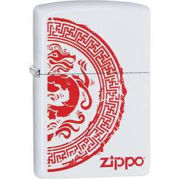 Zippo Windproof Dragon Stamp White Matte