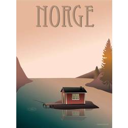 Vissevasse Norge Fiskerhuset Plakat 50x70cm