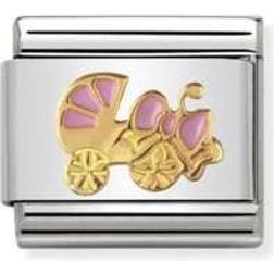 Nomination Composable Classic Pink Pram Link Stainless Steel/Gold/Enamel Charm (030242 45)