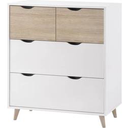 LPD Furniture Stockholm White/Oak Chest of Drawer 82x90cm
