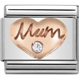 Nomination Composable Classic Heart Link with Mum Charm - Rose Gold/Silver/Transparent