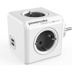 allocacoc PowerCube Original 4-way 2 USB Without Cable Grey