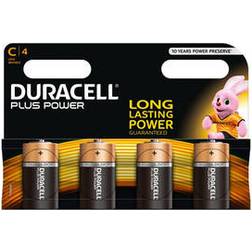 Duracell Plus, lot de 4 piles alcalines type C 1,5 Volts, LR14