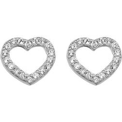 Hot Diamonds Striking Heart Silver Earrings w. White Topaz (DE535)