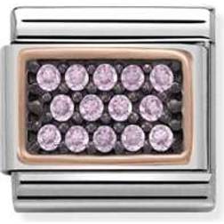 Nomination Composable Classic Link Pavé Charm - Silver/Rose Gold/Pink