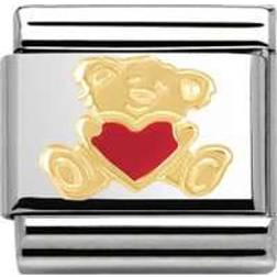 Nomination Composable Classic Link Teddy with Heart Charm - Silver/Gold/Red