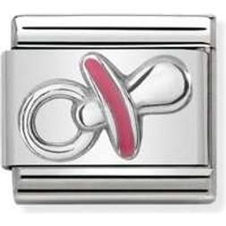 Nomination Composable Classic Pink Pacifier Link Charm - Silver/White/Pink