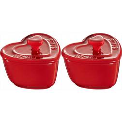 Staub Heart Set med lock 2 delar